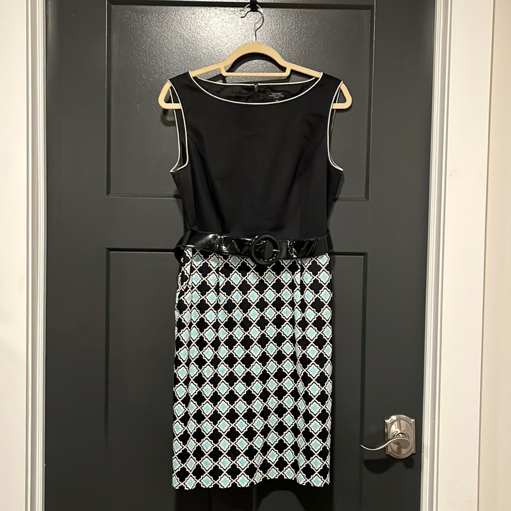 Tahari Dress with Black Patent Belt